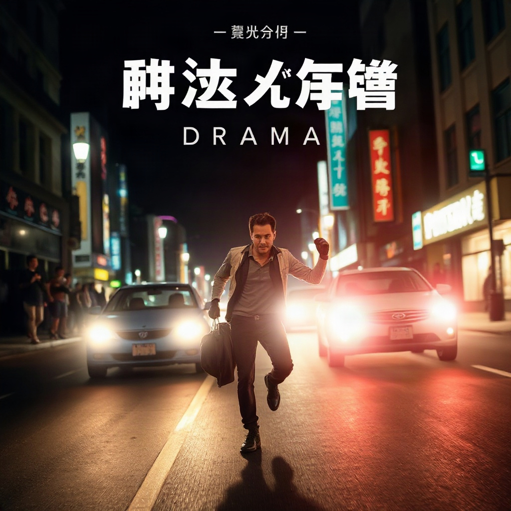 Cherry Drama homepage hero still of a night city chase scene
